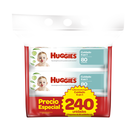 Tripack Toallitas Húmedas Huggies Cuidado 4 En 1 - 240 Unidades